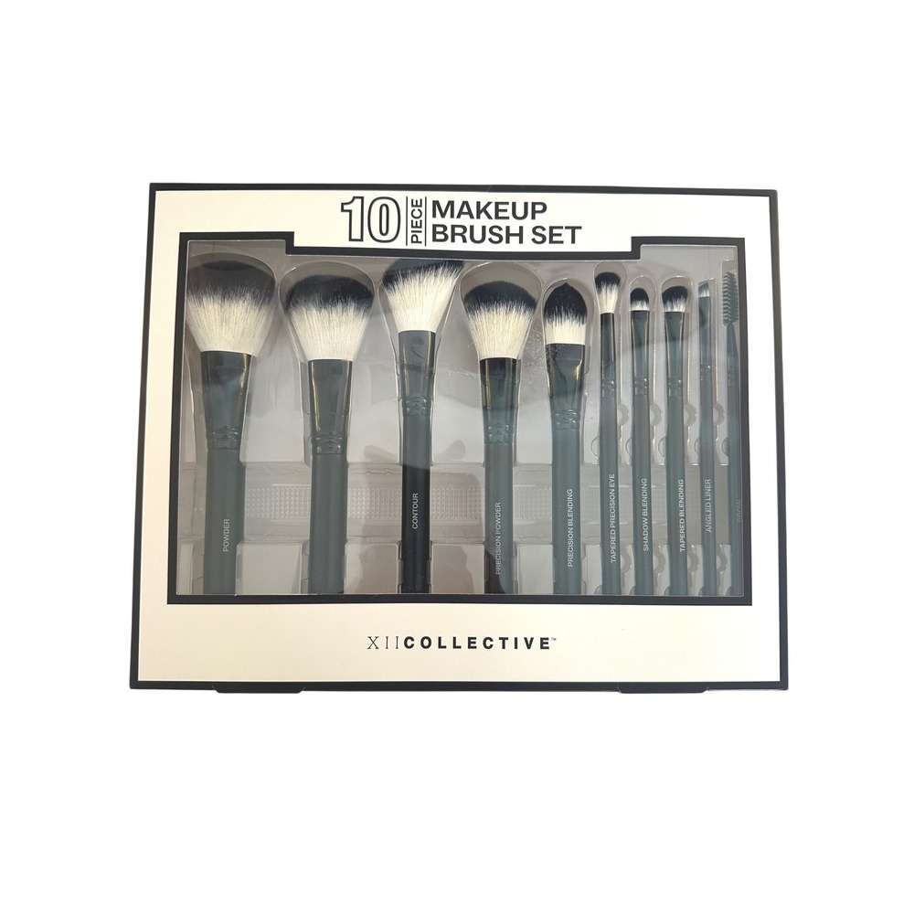 XII Collective Black 10 Piece Professional Makeup Brush Set‎ OS New in Box!
